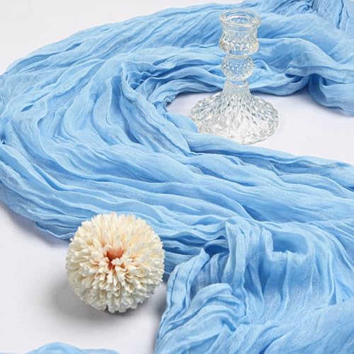 12 Pack 10Ft Baby Blue Cheesecloth Table Runner 23 x 120 Inch - Image 3
