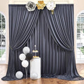 20ft x 10ft Wrinkle Free Charcoal Backdrop Curtain for Parties, 4 Panels 5x10ft Silky Polyester Photo Backdrop Drapes for Wedding Birthday Party Photography Background Backdrop Stand by ENJOYYOURPARTY