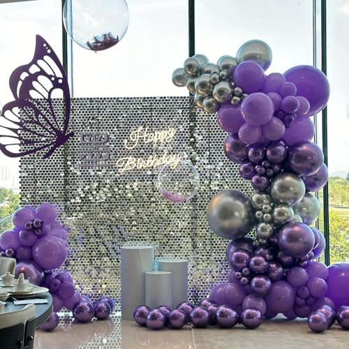 Voircoloria 130pcs Metal Purple Balloons Garland Arch Kit, 18 12 10 5 Inch - Image 6