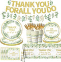 We Appreciate You Decorations - Sage Green Thank You Party Plates,Napkins,Banner Spring Eucalyptus Thank You for All You Do Table Decoration for Employee Teacher Graduation Appreciation Party by Gupesxu