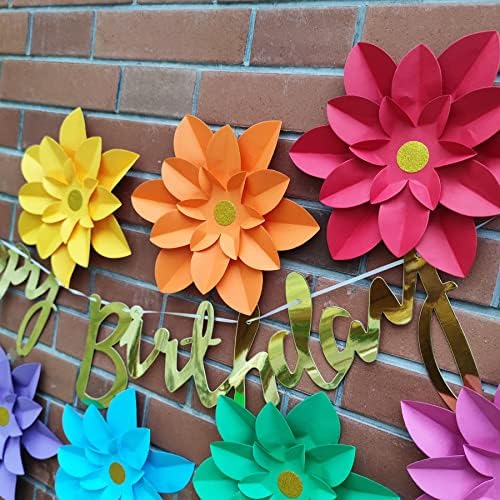 Rainbow Paper Fiesta Flower for Wall 10" Set of 7 Carnival Rainbow Theme Party Birthday Celebration Backdrop Decoration - Image 6