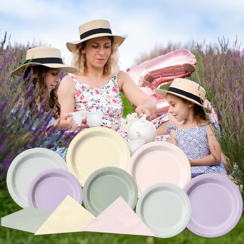 CMUSKO Fairy Birthday Party Decorations - 60pcs Pink Purple Green Plates and Napkins for Spring Wildflower Butterfly Garden Tea Party Tableware Set - Image 3