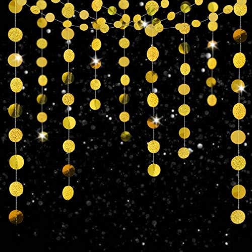 6 Pcs Glitter Gold Paper Circle Dots Garland (52 Feet) - Hanging Decorations for Birthday, Bachelorette, Engagement, Bridal Shower, Wedding, Baby Shower & Christmas - Image 2