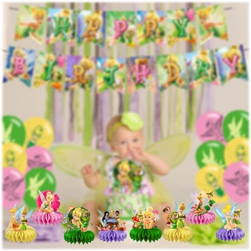 8Pcs Fairy For Tinkerbell Honeycomb Table Centerpiece,Cartoon Birthday Party Supplies Table Decorations for Party Decorations. - Image 5