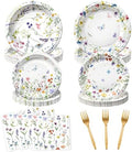 Floral Paper Plate and Napkin Set, Wildflower Party Decorations, Serves 25 by OuMuaMua
