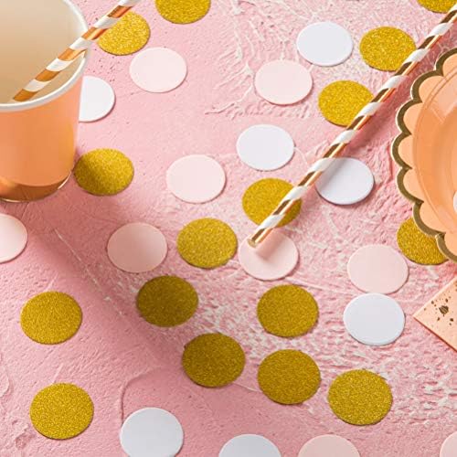 MOWO Confetti Circles, Glitter Gold Pink and White Mix, 1.2", 200pc - Image 4