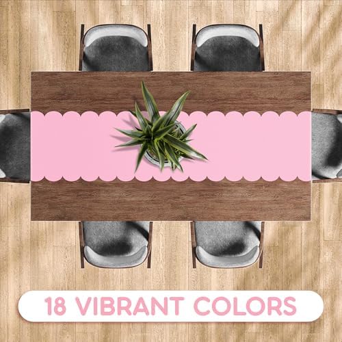 Light Pink Scallop Table Runner, Disposable Plastic, 5 Pack, 14x108in - Image 5