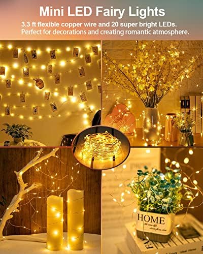 20 Pack Fairy Lights Battery Operated 3.3ft 20 LED Mini String Lights Copper Wire Twinkle Lights for Mason Jars Festivals Wedding Christmas Party Centerpiece Table Decorations, Warm White & Cool White - Image 5