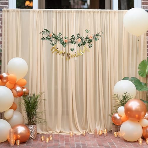 10x10ft Champagne Tulle Backdrop Curtain for Parites, Semi-Sheer Backdrop Curtains for Wedding Baby Shower Birthday Party Photo Shoot Decorations - Image 5