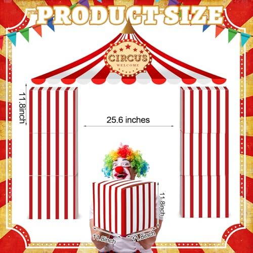 Bucherry 7 Pcs Carnival Circus Party Decor Red and White Striped Tent - Image 2