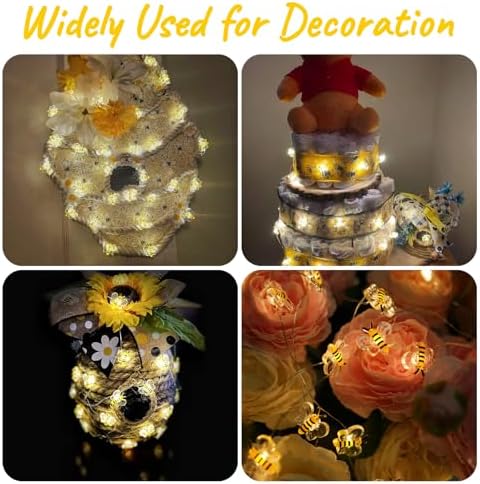 Bee Decor String Lights with Twinkling 10Ft 30Leds Battery Operated Spring Bee Bumble Cottage Core Decor Honey Gifts for DIY, Home, Classroom, Birthday, Party, Wedding, Christmas Tree - Image 6
