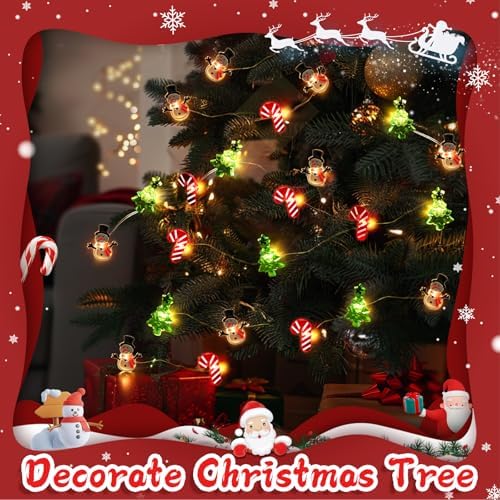 Coquimbo Christmas Lights Decorations, 10FT 30LED Christmas Tree Snowman Crutch String Lights for Home Party Indoor Outdoor Xmas Festive Holiday Decorations - Image 4