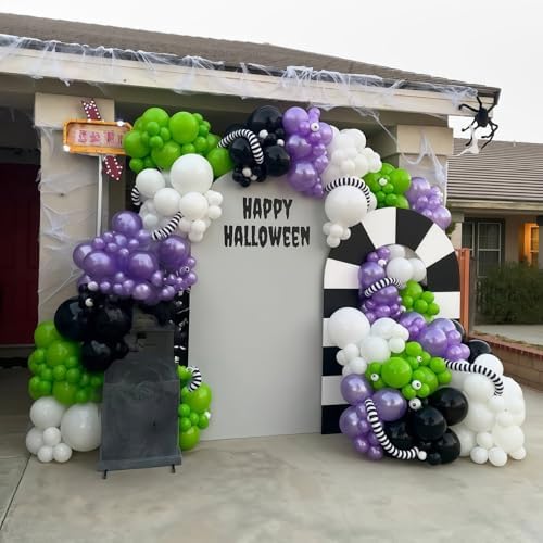 Purple Green Black Halloween Balloon Arch Garland Kit for Party Decorations - Image 3