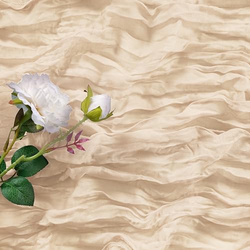 Bailarina 12 Pack Cheesecloth Table Runner 17x108 Inch Long Gauze Cheese Cloth 9ft Wrinkled Sheer Table Runner for Wedding Reception Birthday Party Table Decoration (Ivory) - Image 3