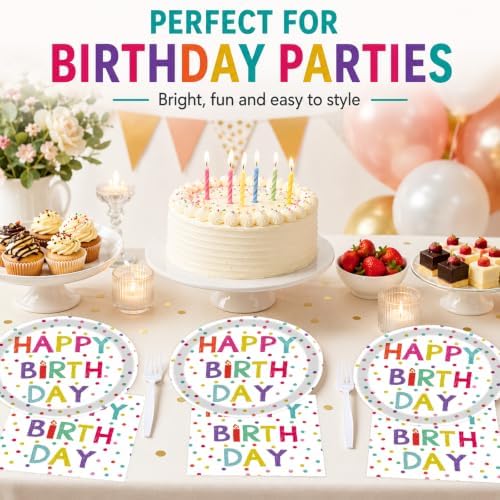 72 Pcs Birthday Plates Napkins and Forks Set, 7 Inch, Serves 24 Guests - Image 4