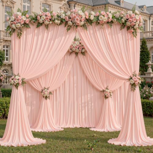 50x10ft Blush Pink Backdrop Curtain Panels for Parties - Wrinkle Free Polyester Photo Curtain Backdrop Wedding Back Drop Fabric Drapes for Party Decorations Background for Photography by WishCare