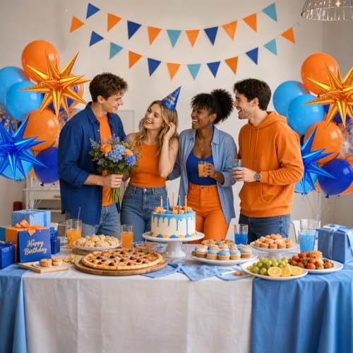 52pcs 12inch Blue and Orange Balloons with Royal Blue and Orange Balloons - Image 5