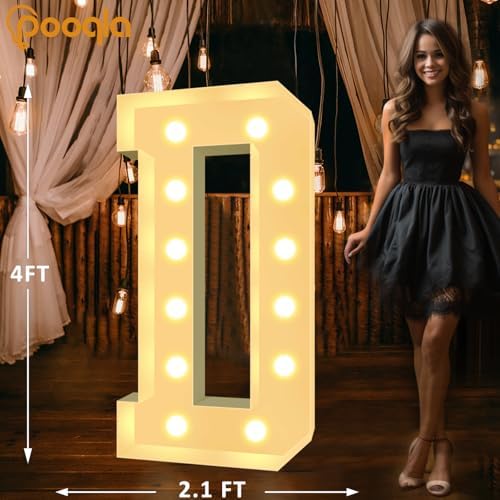 Pooqla 4 FT Marquee Letters, Light Up Letter D, Cool White and Warm White - Image 5
