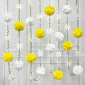 Daisy Party Decorations Yellow White Tissue Flowers Pom Pom Daisy Hanging Leaf Garland Streamer Banner for Spring Summer Themed Birthday Wedding Shower Tea Party Supplies Home Garden Decor by pinkblume