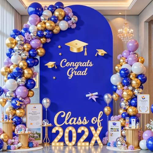 7.2 ft Arch Backdrop Cover Royal Blue - Double-Sided Spandex Arch Covers Stretchy Backdrop for Balloon Arches Birthday Party Baby Shower Banquet Wedding Photo Background - Image 2