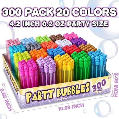Birthday Party Favors for Kids, 300 Pcs Mini Bubble Wands 20 Color Bulk Box - Image 6