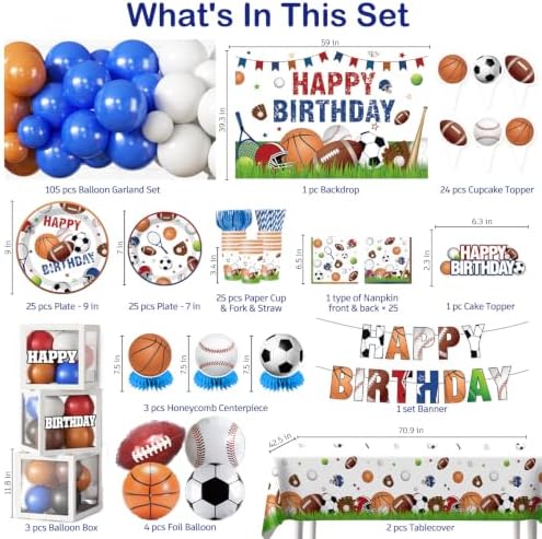 Cocomigo 294pcs Sports Birthday Party Decorations for Boy, Serves 25 - Image 2