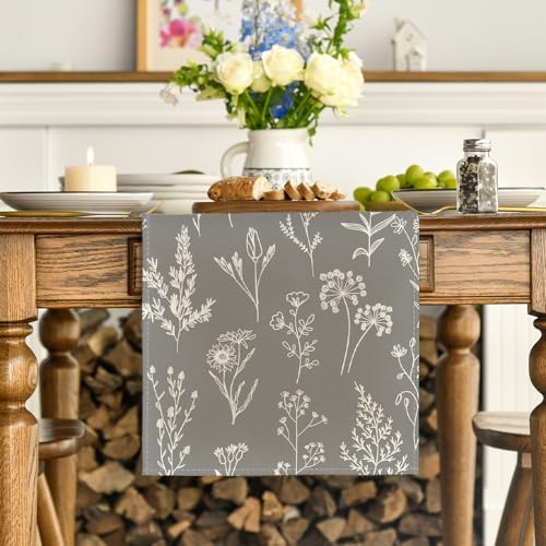 Artoid Mode Leaves Flowers Spring Table Runner, Seasonal Kitchen Dining Table Decoration for Home Party Decor 13x72 Inch - Image 2
