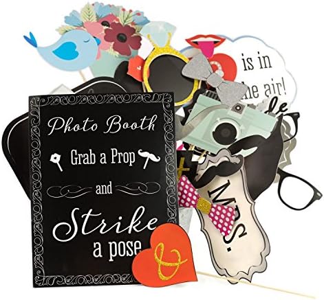 Wedding Photo Booth Props with 8 x 10-Inch Sign, 45 Adhesive Pads, 35 Wooden Sticks - Signs for Wedding Backdrop and Selfie Station - Image 7