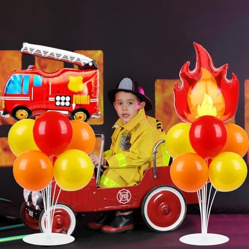 Naozinebi 4 Sets Fire Truck Birthday Party Balloons Stand Kit Party Decor - Image 5
