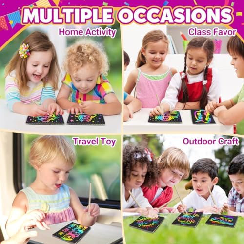Party Favors for Kids 4-8-12: 48 Pack Scratch Rainbow Art Crafts Notebook - Image 5