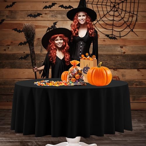 12 Pack Halloween Round Tablecloths, Orange Black Purple Table Cloth - Image 4