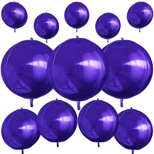 12PCS Dark Purple Round Foil Balloons 22" 15" 10" Chrome Purple Balloons by vibzox