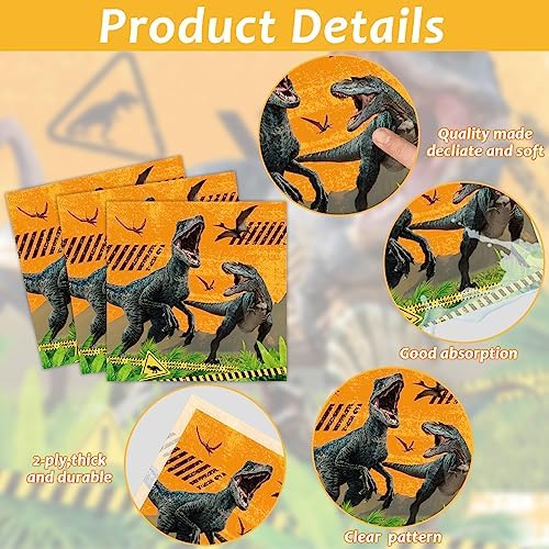 gisgfim 96Pcs Dinosaurs Party Supplies Paper Plates Napkins - Image 4
