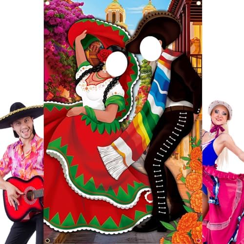 Tudomro 6 x 4 ft Mexican Couple Door Banner Photo Props Fiesta Backdrop by Tudomro