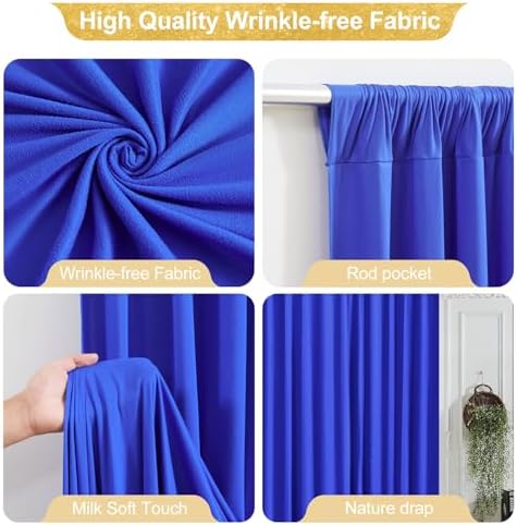 16x10FT Royal Blue Backdrop Curtains for Wedding Parties, Wrinkle Free Polyester Photography Backdrop Drapes for Wedding Baby Shower Birthday Parties Stage Background Stand Decorations 4x10ft,4 Panels - Image 2