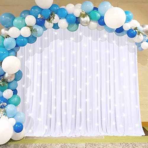 AK TRADING CO. 10 feet x 10 feet Polyester Backdrop Drapes Curtains Panels with Rod Pockets - Wedding Ceremony Party Home Window Decorations - White - Image 6