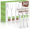 360 Count Plastic Silverware Heavy Duty, 120 Forks, 120 Spoons, 120 Knives by Dipoo