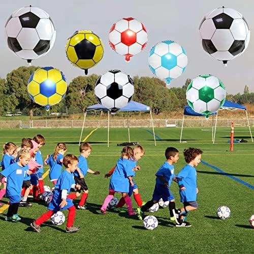 8Pcs Soccer Foil Balloons Set, 22 inch 4D Soccer Mylar Foil Balloons and 18 inch Multicolor Football Foil Balloons for Boys Kids Soccer Ball Game Fans Birthday Party Decoration Supplies - Image 7