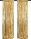 Poise3EHome Gold Sequin Backdrop Curtain, 2 Panels 2Ft x 8Ft Glitter Photography Background for Party Baby Shower Wedding Birthday Christmas Thanksgiving Halloween Decoration by Poise3EHome