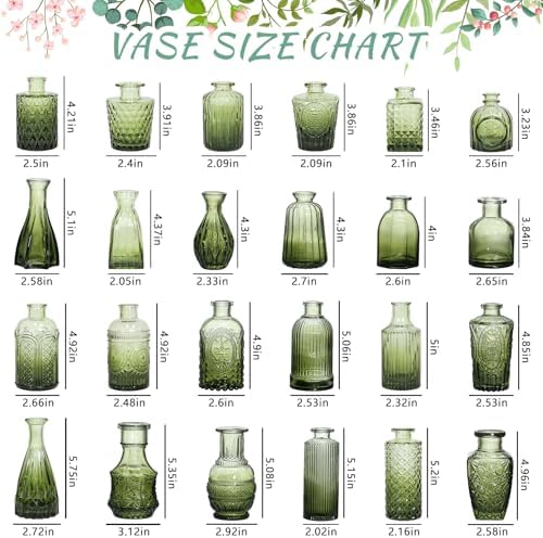 SUPMIND Glass Bud Vase Set of 24, Small Green Flower Vases for Centerpieces - Image 2