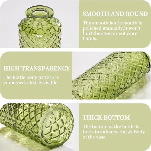 Mini Bud Vases Centerpieces for Tables,Clear Bud Vases for Flowers,Small Flower Vases Suitable for Birthday Party,Anniversary,Wedding Reception,Baby Shower (Green, 12PCS) - Image 3