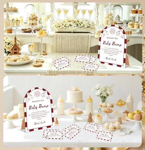 Special Delivery Baby Shower Games, Slice Slice Measure The Baby Bump Game, 6x8 Inch Arch Wooden Sign With Stand And 50 Guessing Cards, Gender Reveal Party Supplies & Decorations - AD07 - Image 5
