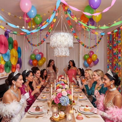 Fancy Princess Birthday Party Decor Garland, Rainbow, Small, 8 Pcs - Image 6