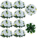BLOSMON White Flowers for Wedding Centerpieces: 10 Pcs, 15 Faux Silk Roses by Blosmon