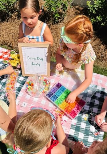 xo, Fetti Gingham Checkered Fabric Tablecloth 9ft | Camp Bachelorette Party - Image 5