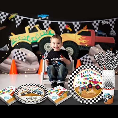 Recheel Monster Truck Birthday Decorations Plates Set, Monster Truck Plates - Image 4