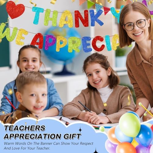 Fulmoon Thank You We Appreciate You Banner Glitter,Colorful - Image 6