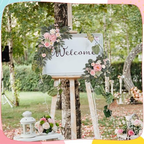 2 Pcs Wedding Arch Decorations, Pink Arch Flowers Swag Peony - Image 3