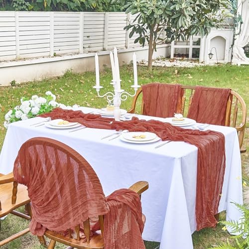 4 Pack Fall Table Runner Terracotta Cheesecloth for Home Thanksgiving Party - Image 7