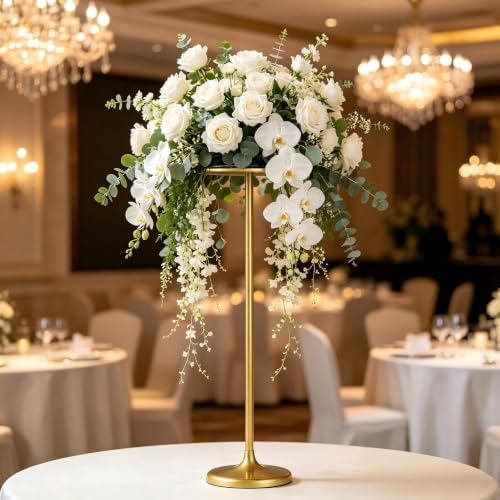 2 Pcs Gold Metal Flower Stands, Adjustable Tall Wedding Table Centerpieces - Image 3